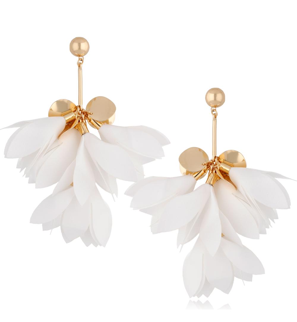 Kolczyki jedwabne kwiaty białe KBL0798