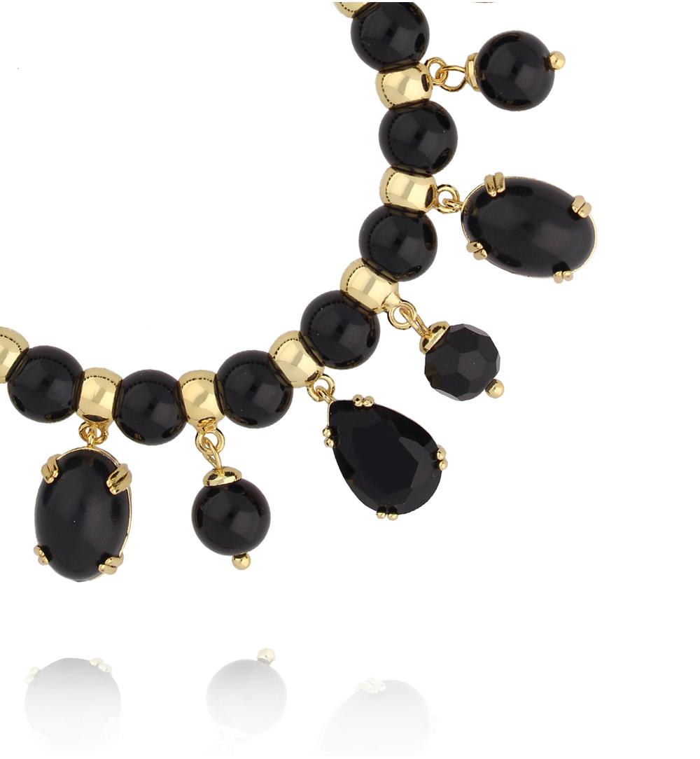 Bransoletka złota z czarnymi kryształkami BSS0266