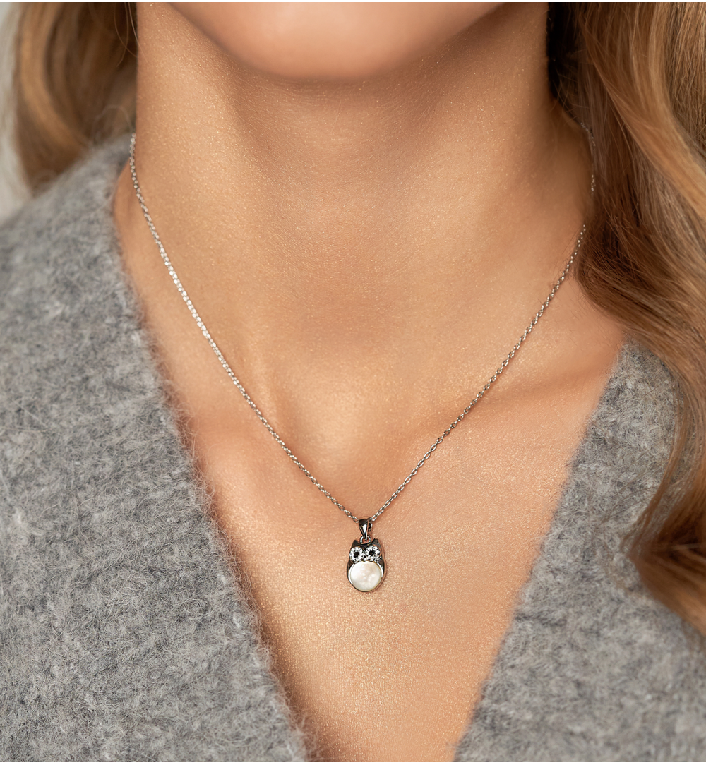 Naszyjnik srebrny z sową Glam Charms NS0284
