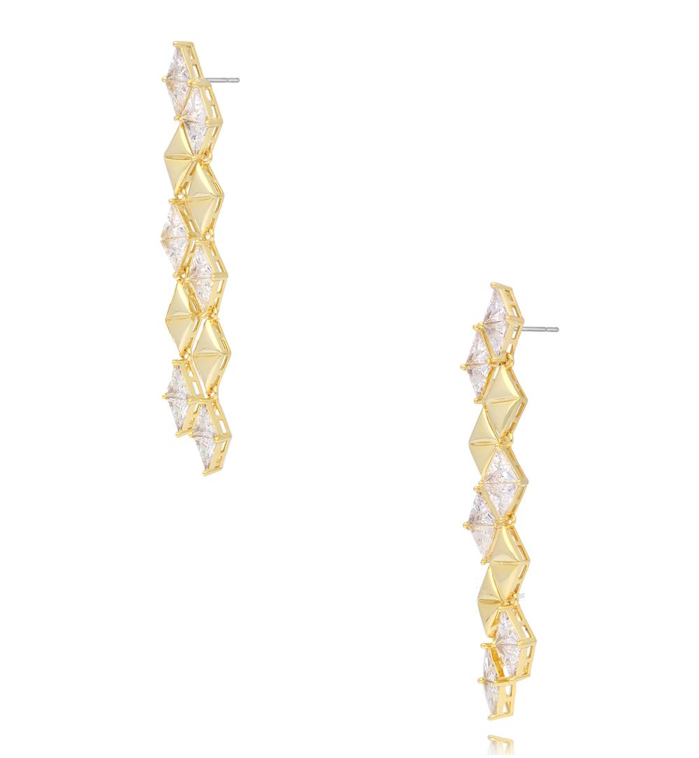 Kolczyki kaskadowe z kryształkami i złotymi elementami KSS2249