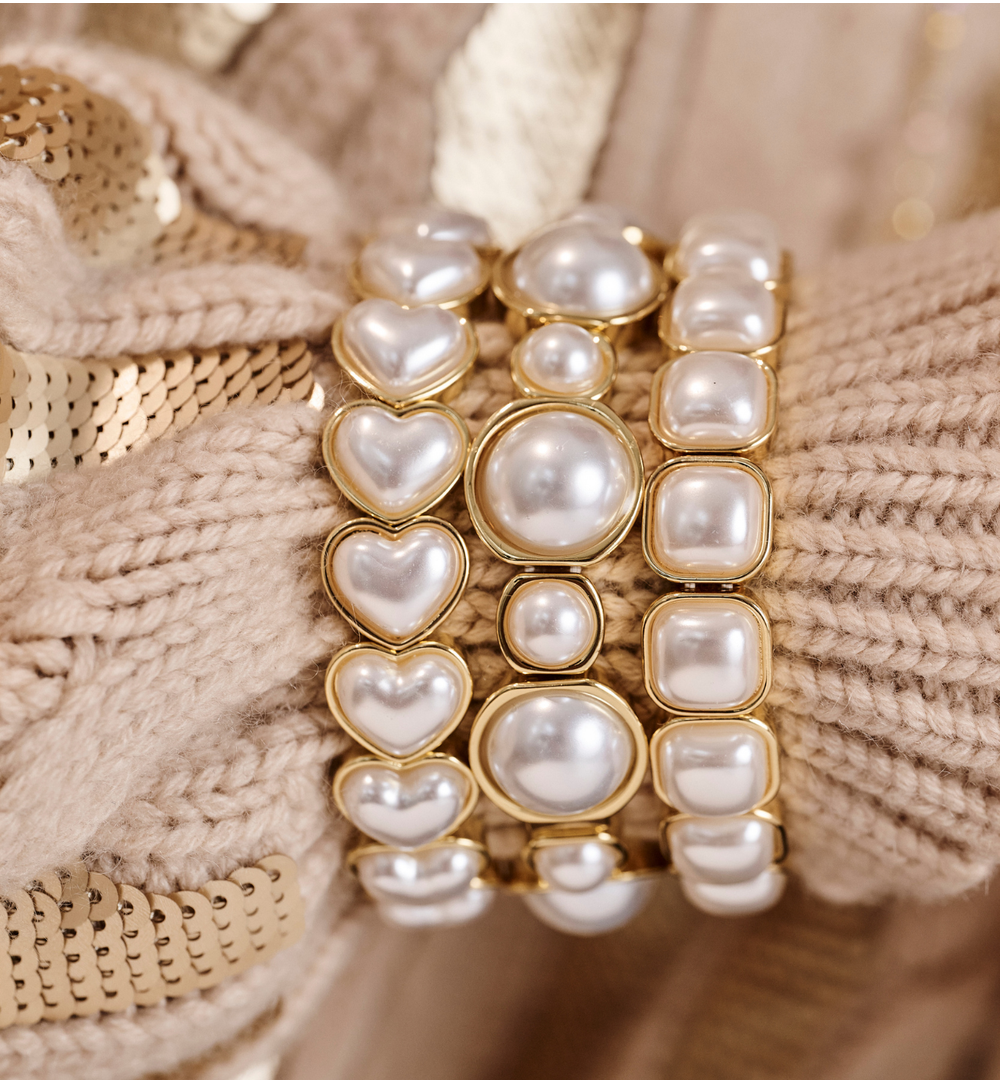 Bransoletka z kwadratowymi perłami w złotych oprawach BCR0028