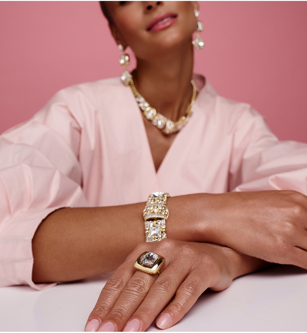 Pierścionek z geometryczny z transparentnym kryształem PSS0231