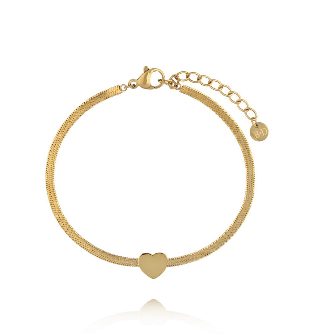 Bransoletka złota żmijka z sercem BEA0062