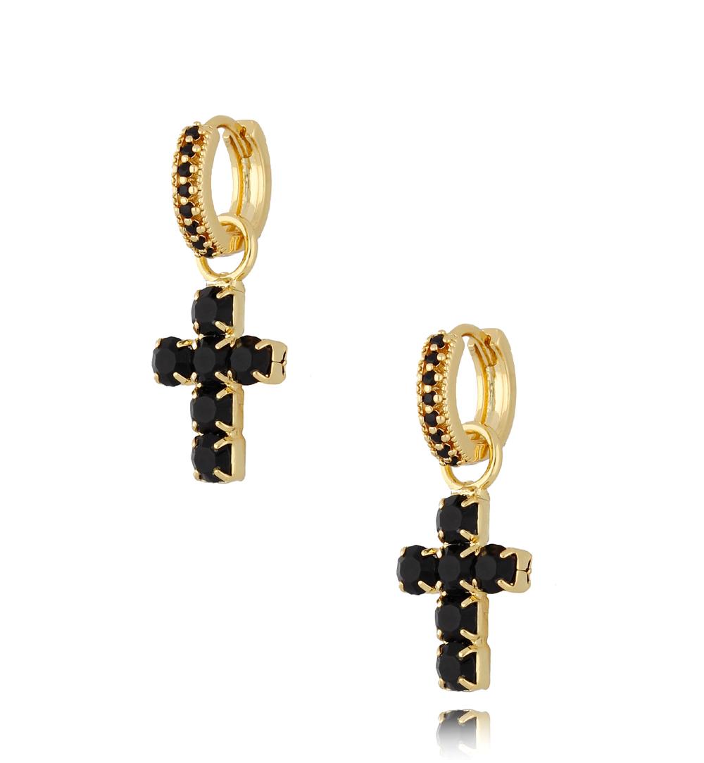 Kolczyki czarne krzyżyki Jade KRG0816