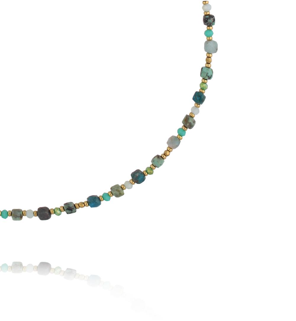 Naszyjnik z kamieni naturalnych: turkus afrykański i apatyt NPA1463