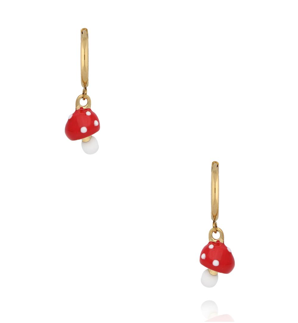 Kolczyki koła z zawieszką w kształcie muchomorka KSY0668