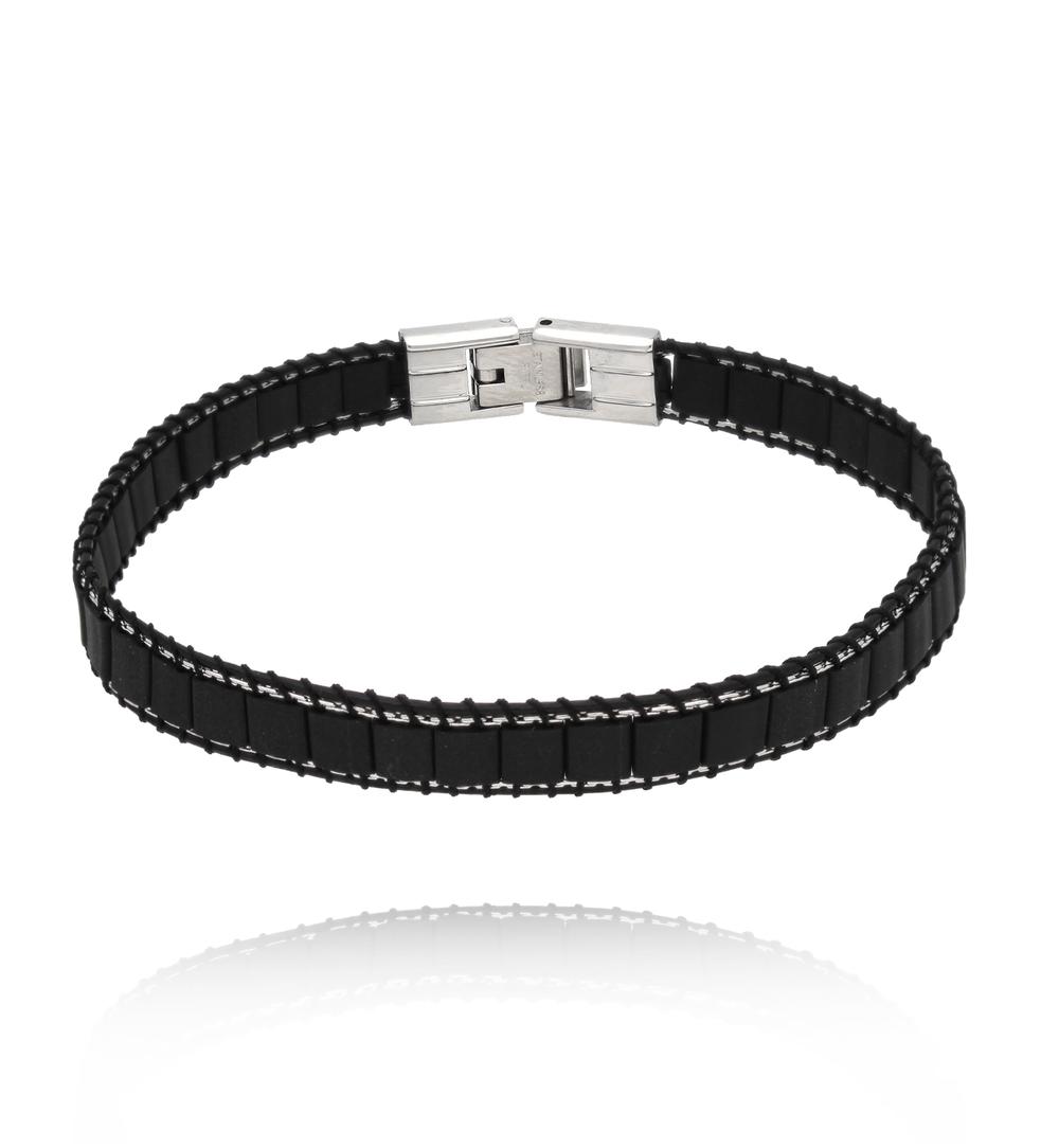 Zestaw męskich bransoletek z czarnej skóry ZN0102