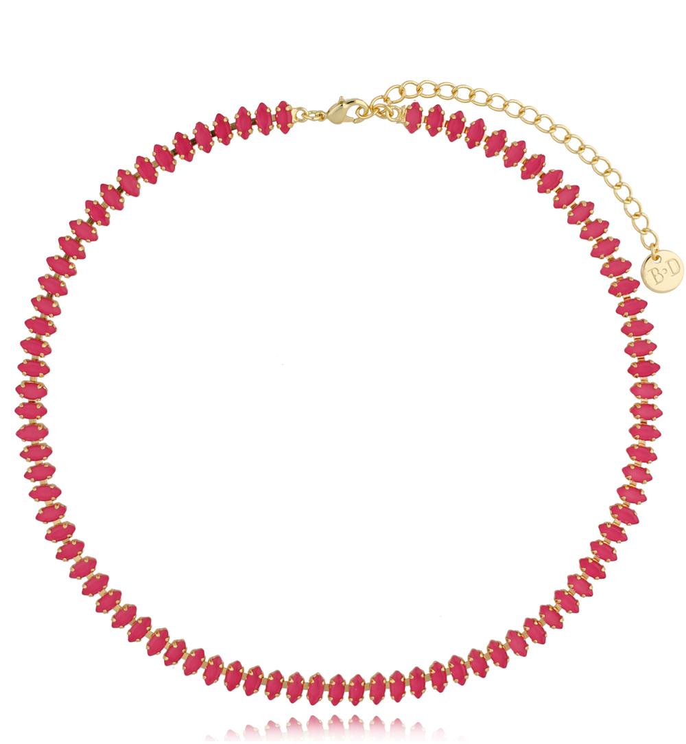 Naszyjnik z fuksjowymi kryształkami Honestly NS0096