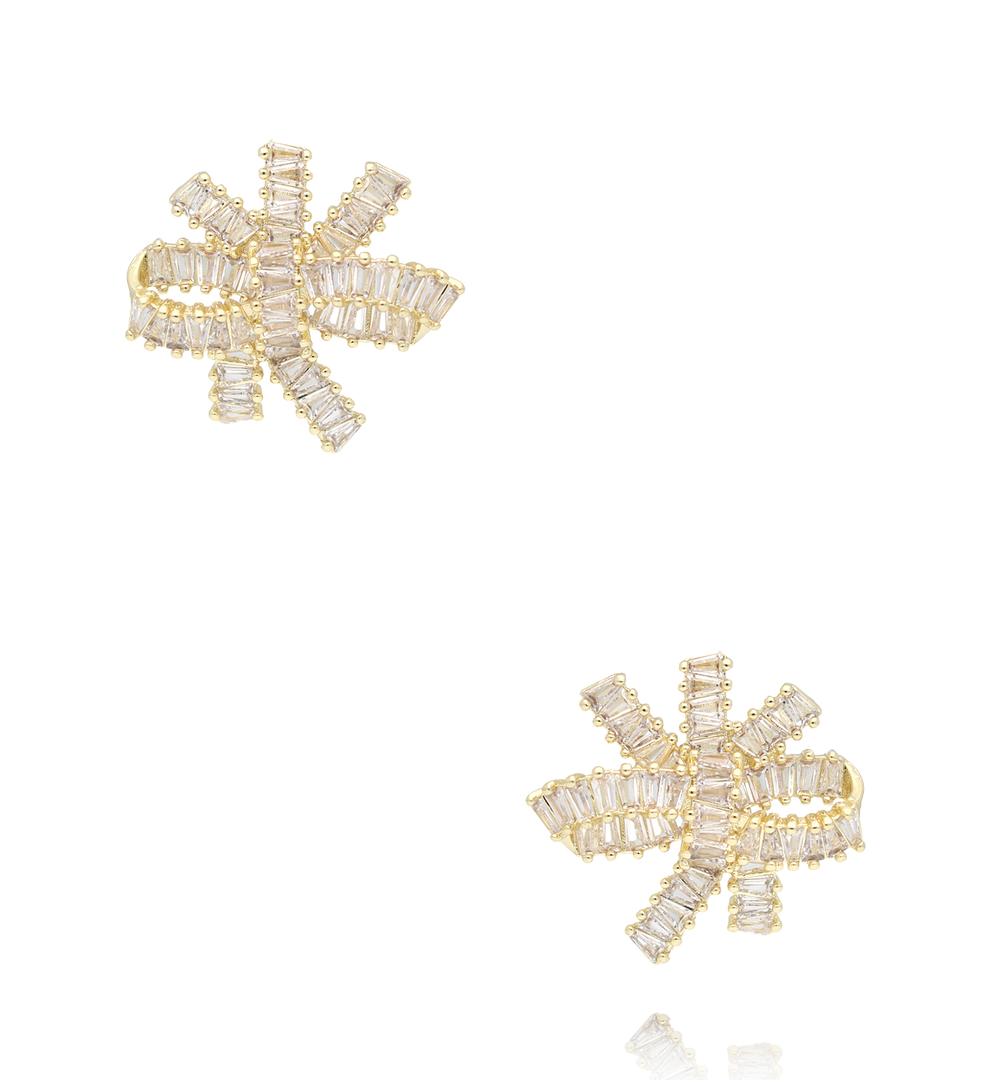 Kolczyki złote z cyrkoniową kokardą KSS2168