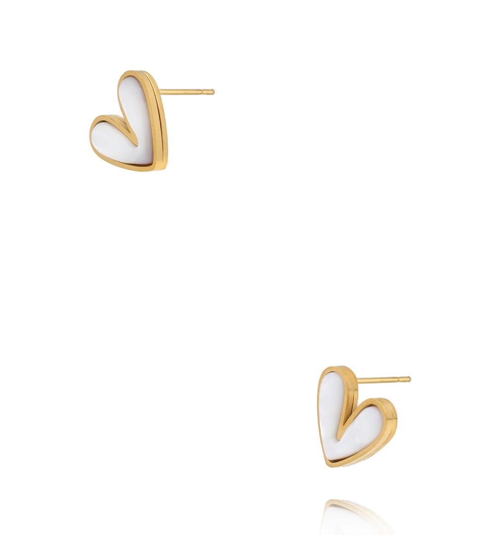 Kolczyki sztyfty serca z masą perłową KSY0689