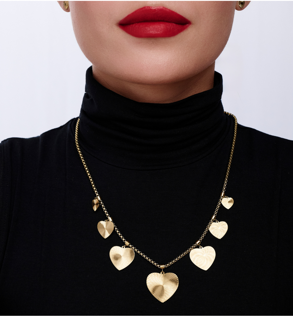 Zestaw biżuterii z motywem serc ZN0124