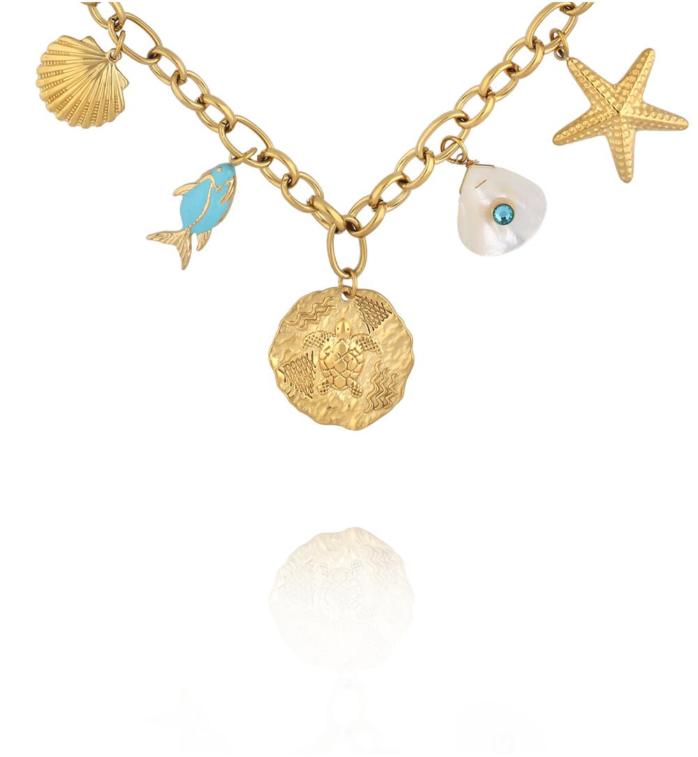 Naszyjnik z zawieszkami inspirowanymi morzem NSH0136