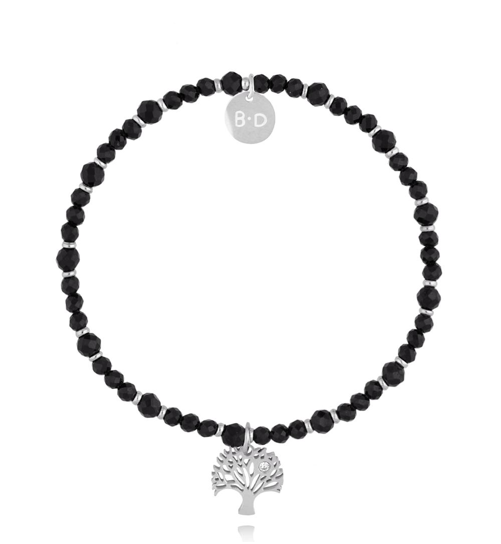 Bransoletka z czarnymi turmalinami i drzewkiem Dark Harmony BTW2885