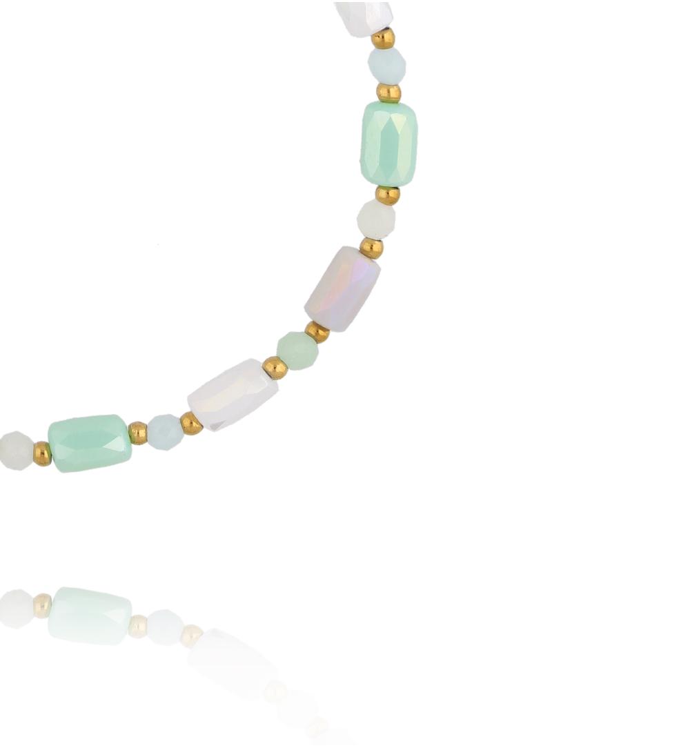 Bransoletka z pastelowych szklanych kryształków w odcieniach mięty BTW3596