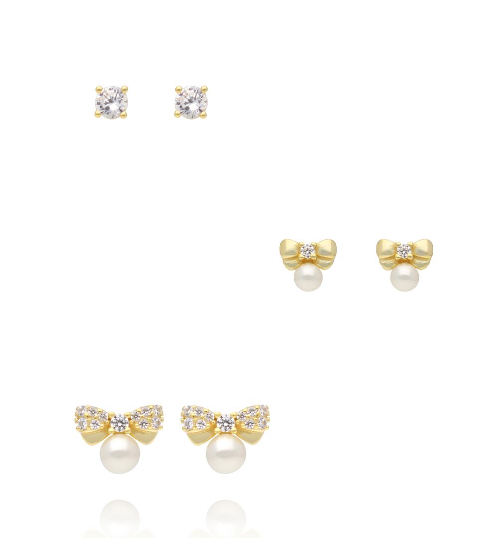 Zestaw kolczyków pozłacanych z perełkami KLT0042