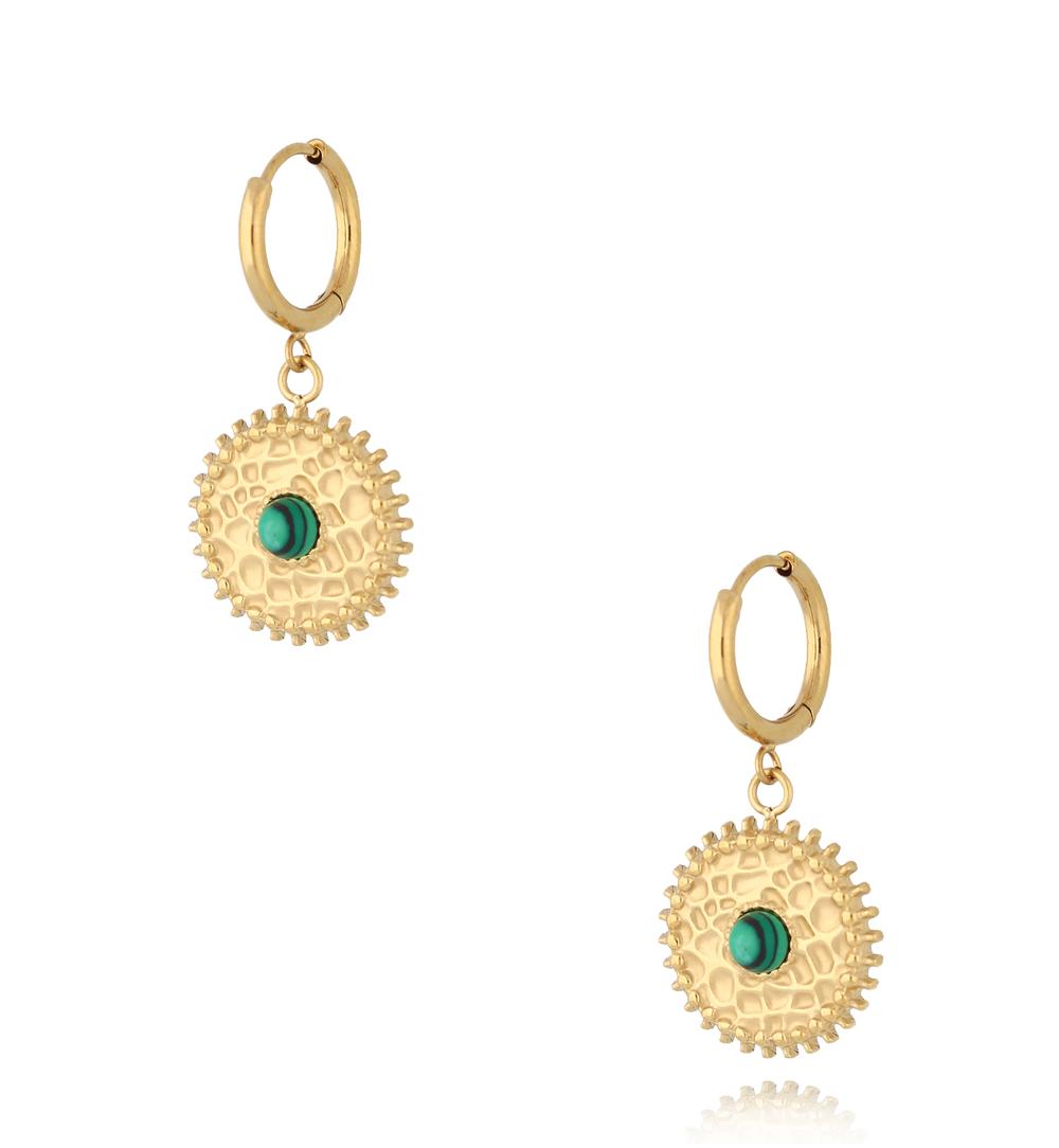 Kolczyki złote z malachitami Jung KSY0011