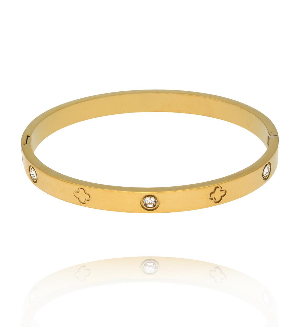 Bransoletka złota obręcz z cyrkoniami BSY0654