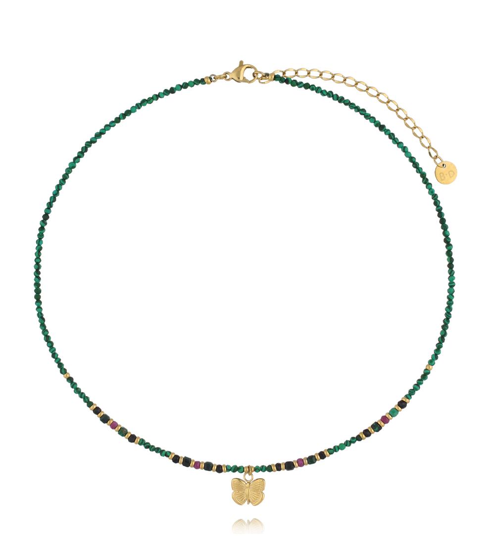 Naszyjnik zielony z motylkiem NTW1545