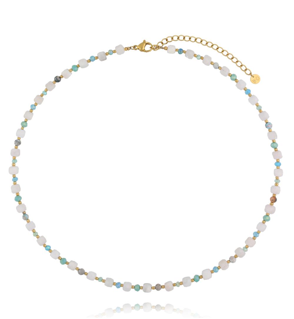 Naszyjnik z kamieniem księżycowym i delikatnymi akcentami szklanymi NPA1466