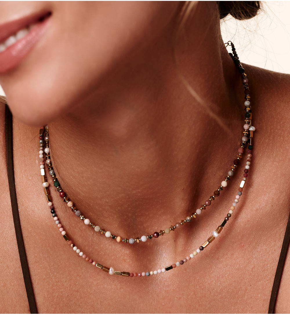 Naszyjnik z jaspisu z perłami NEA0081