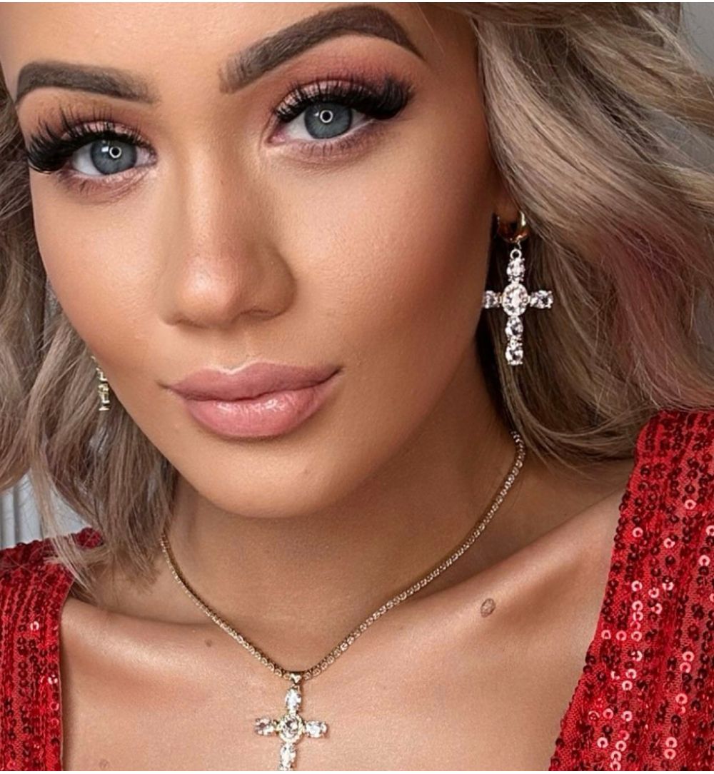 Kolczyki transparentne krzyżyki z kryształkami Hullu KRG0940