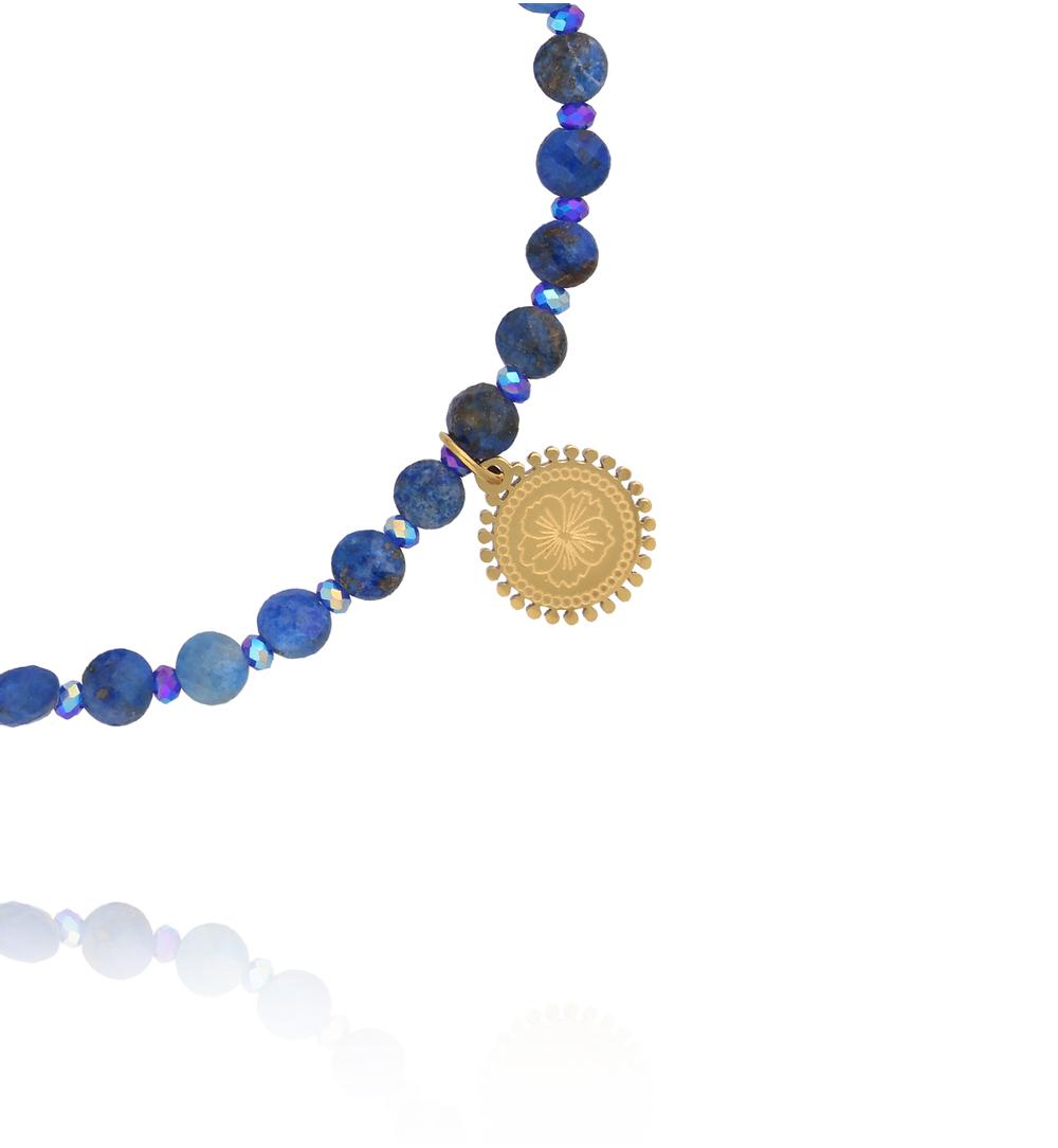 Bransoletka z sodalitu i kryształków z ozdobnym medalionem BTW3567