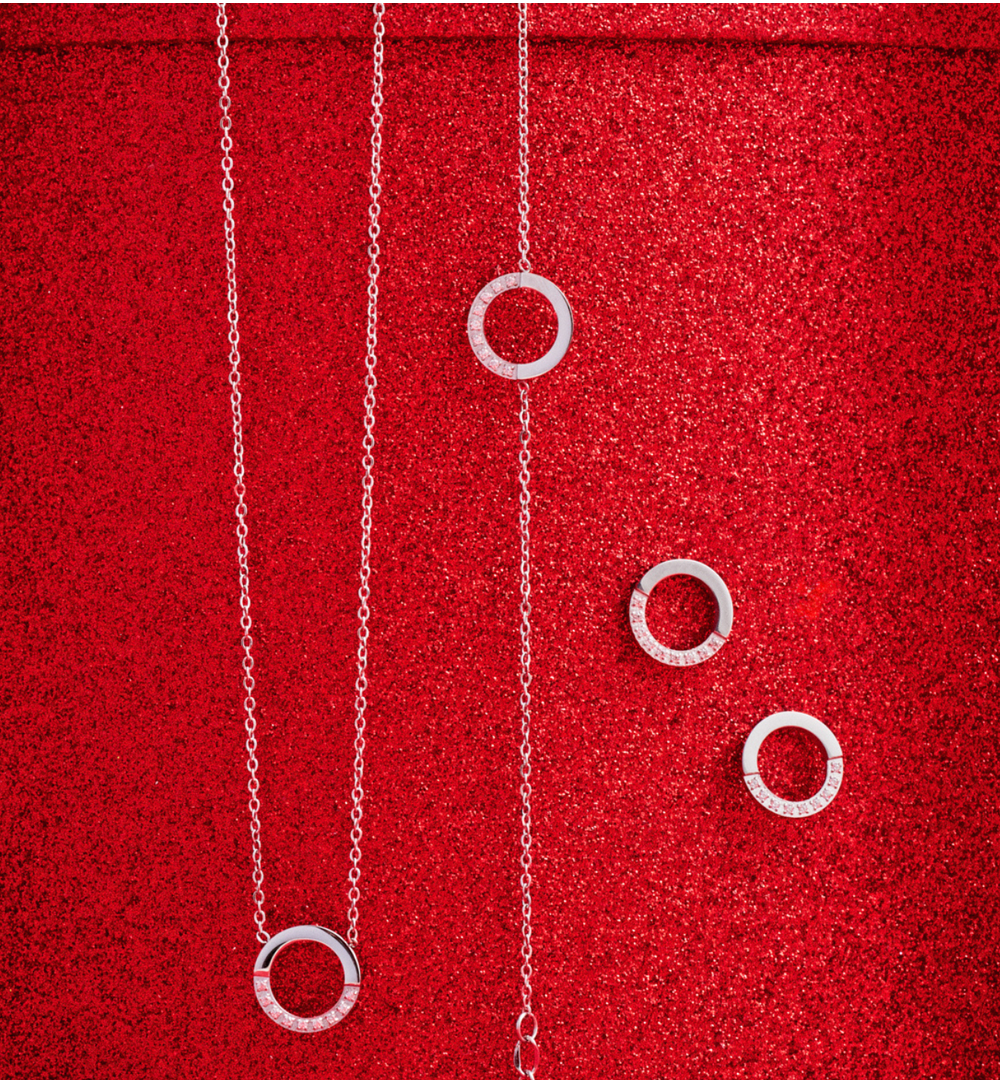 Zestaw biżuterii srebrnej z motywem koła ZN0068