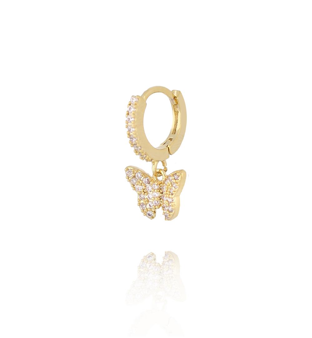 Zestaw złotych kolczyków z motywem motyla KLU0186