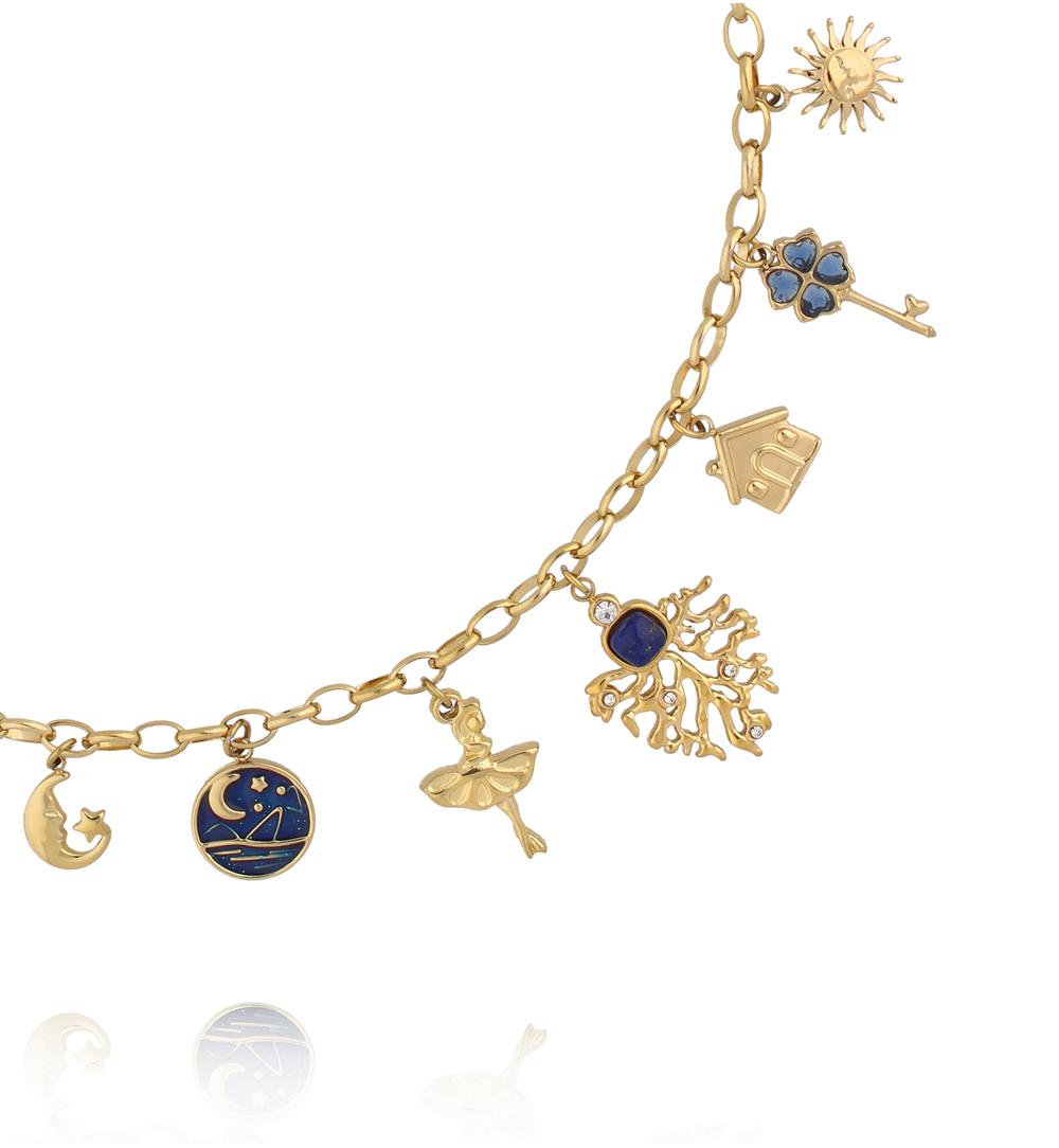 Naszyjnik ze złotymi zawieszkami NSY0733