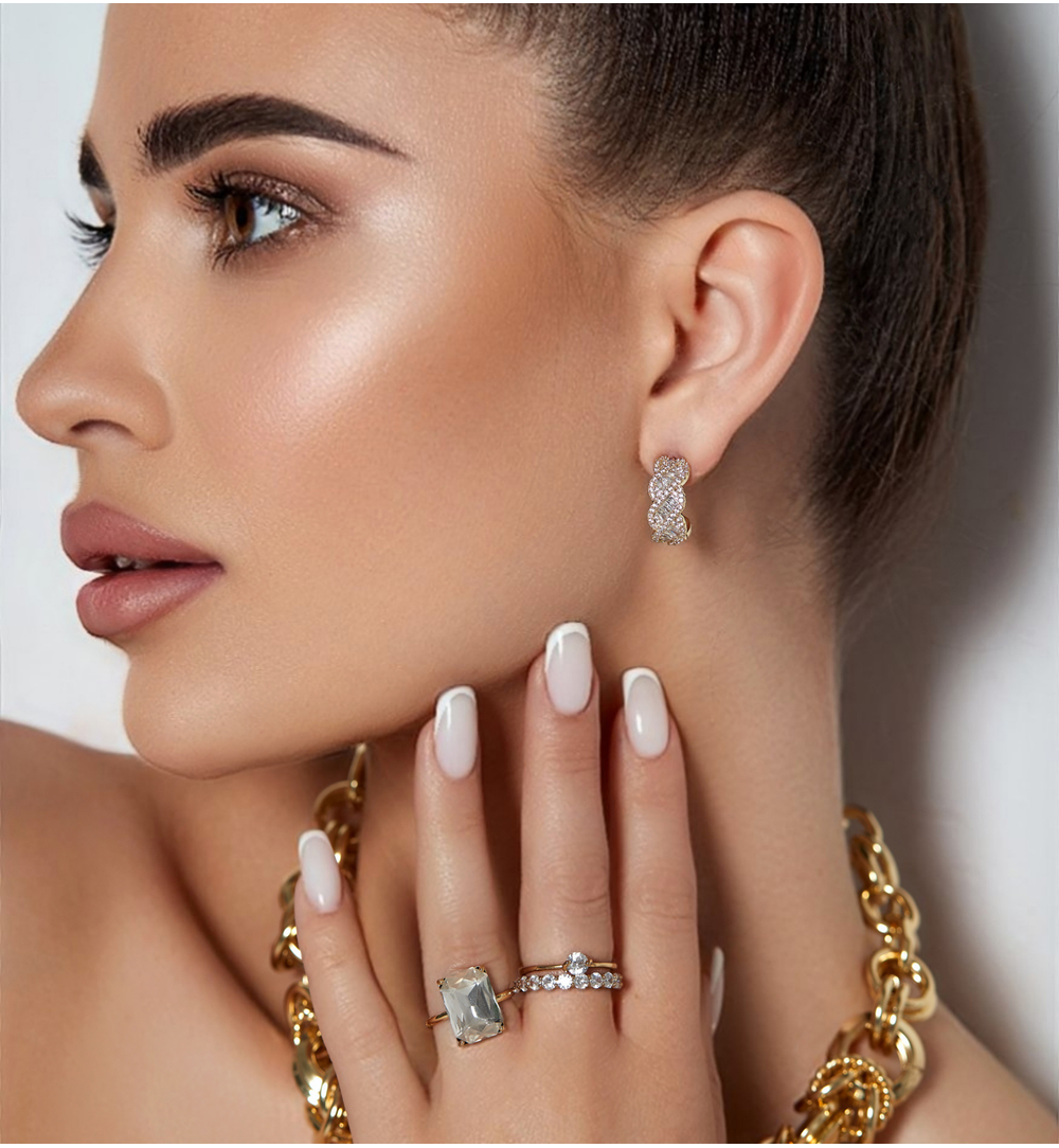 Pierścionek pozłacany ze stali szlachetnej Diamond PSA0229