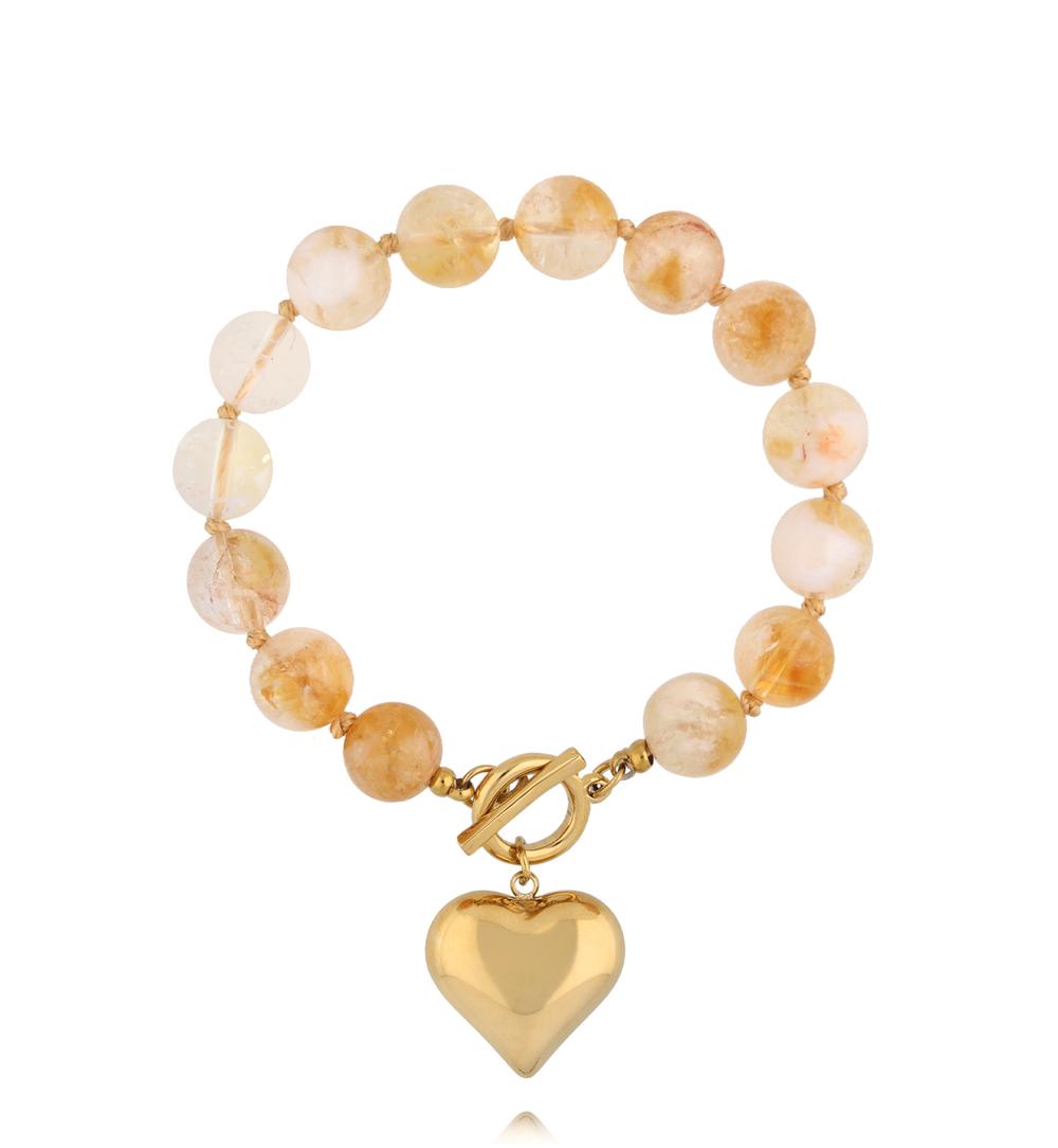 Bransoletka z cytrynami i złotym sercem BPA0617