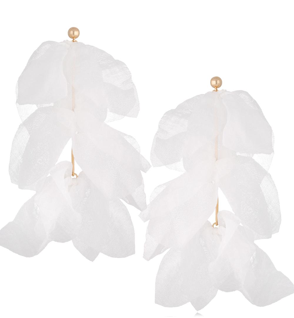 Kolczyki z szyfonu długie białe Peg KBL1506