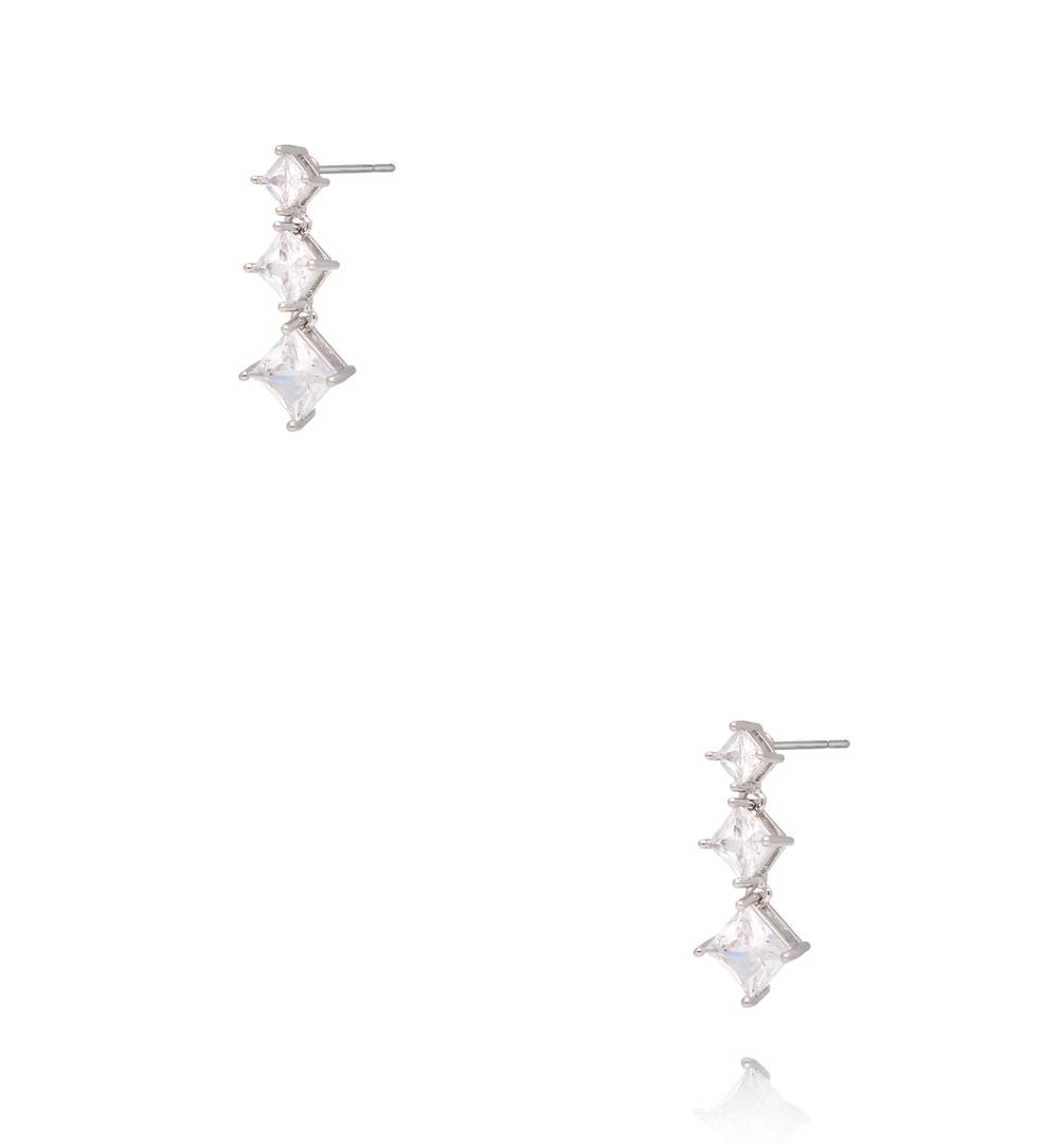 Koczyki z trzeba transparentnymi cyrkoniami srebrne KSS2006