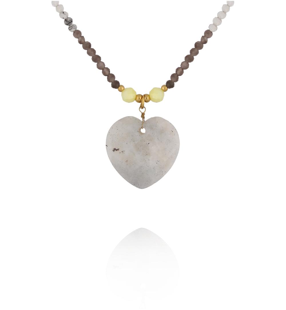 Naszyjnik z sercem z labradorytu NPA1555