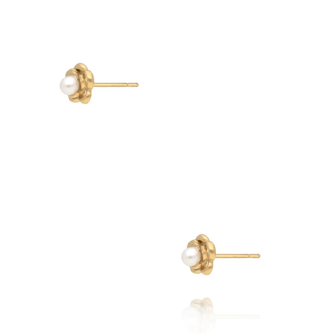 Kolczyki wkrętki w kształcie kwiatka z perłą KSY0628