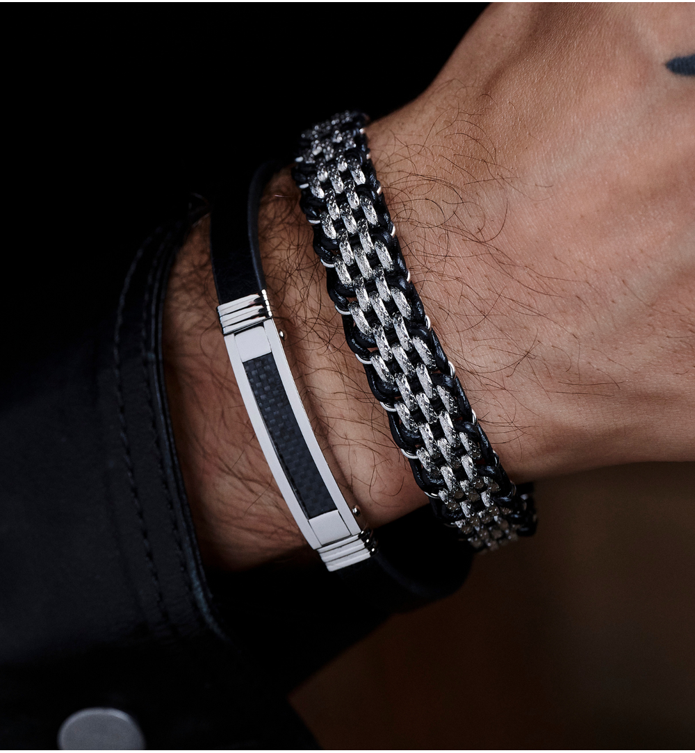 Bransoletka męska skórzana z blaszką BMITC0881