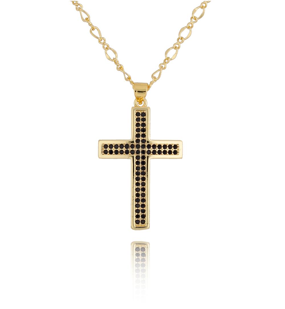 Naszyjnik z krzyżykiem czarny Madeline NRG0448