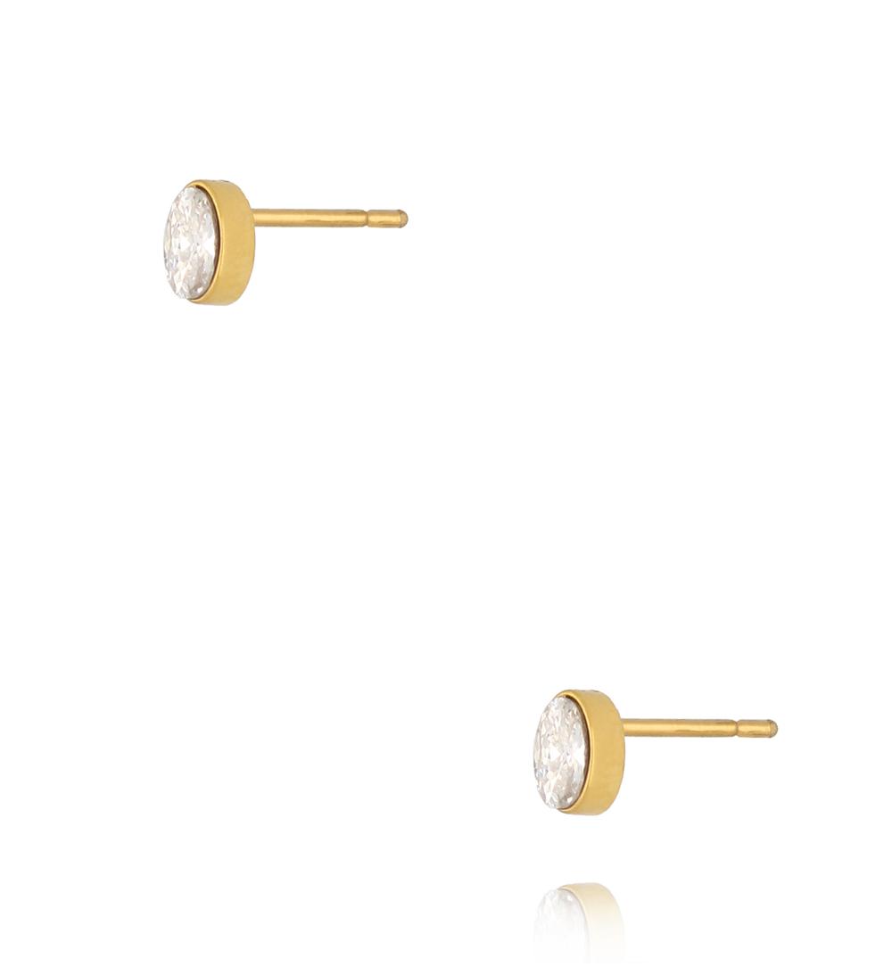 Kolczyki z kryształkiem złote owalne KSY0709