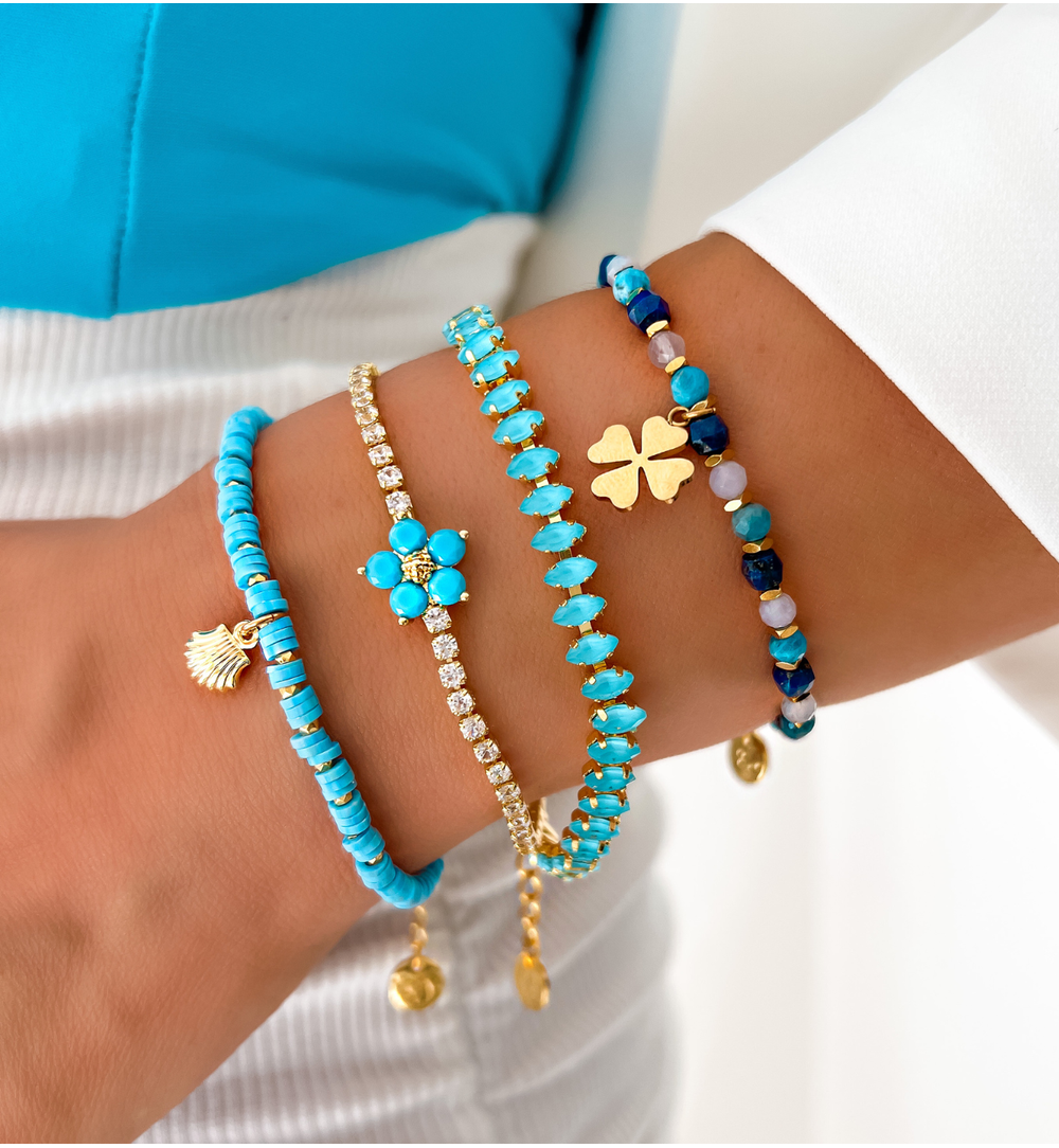 Bransoletka błękitno granatowa z koniczynką Trifoglio BSC1171