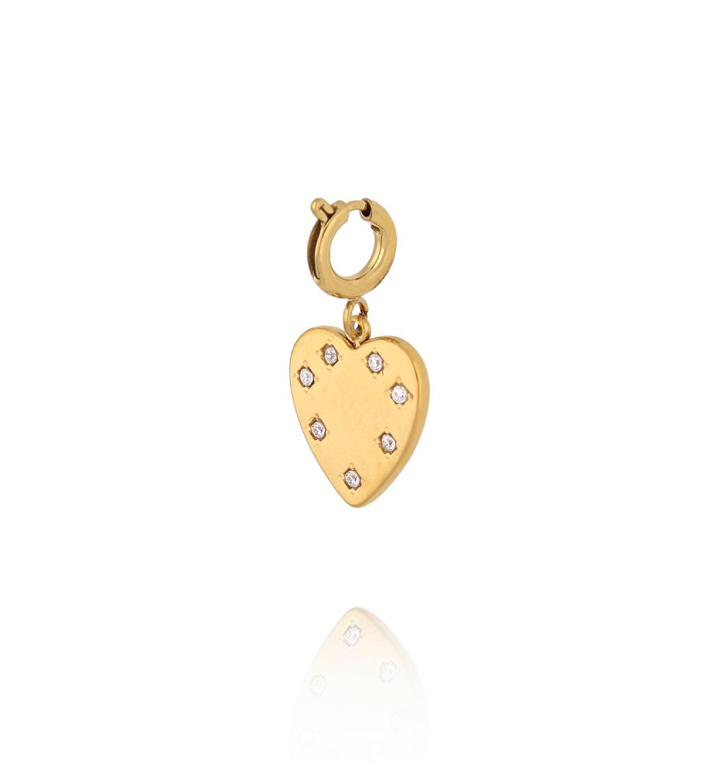 Charms złote serce z cyrkoniami CHA0099
