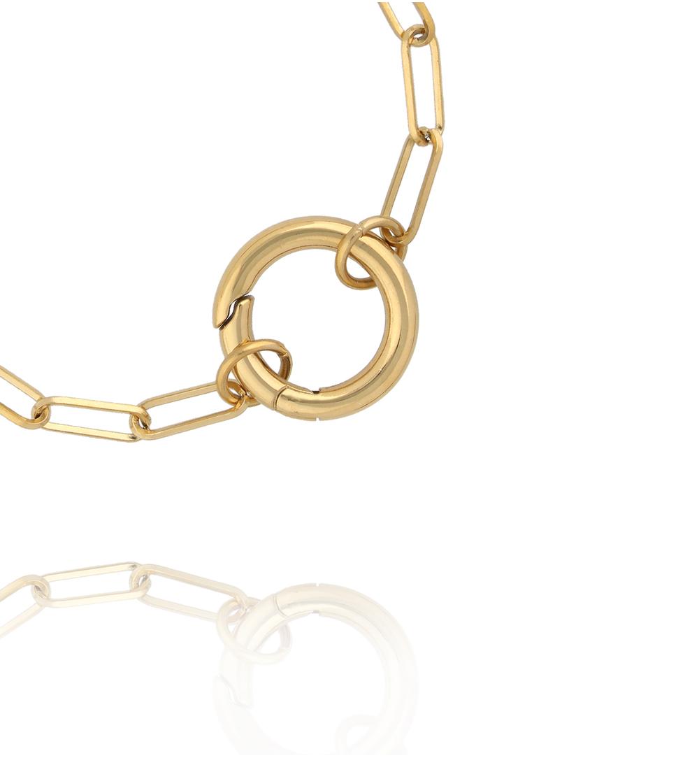 Bransoletka z geometrycznym łańcuchem i okrągłym zapięciem BEA0056