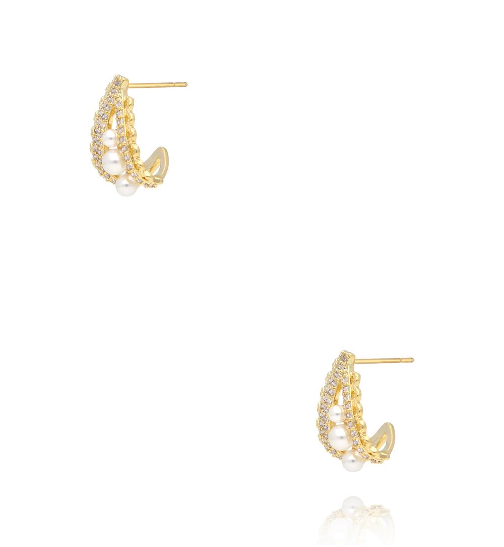 Kolczyki z perłami i cyrkoniami złote KSS2210