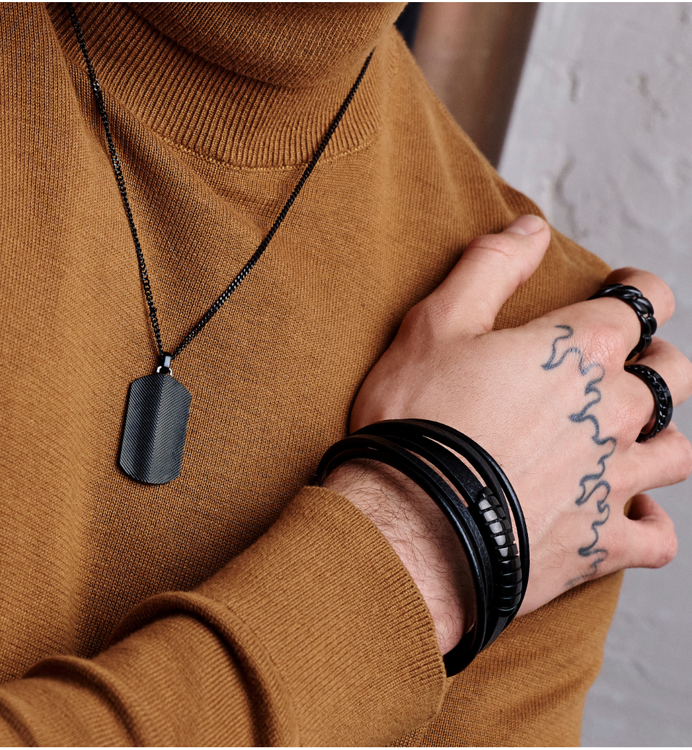 Naszyjnik nieśmiertelnik czarny NMITC0190