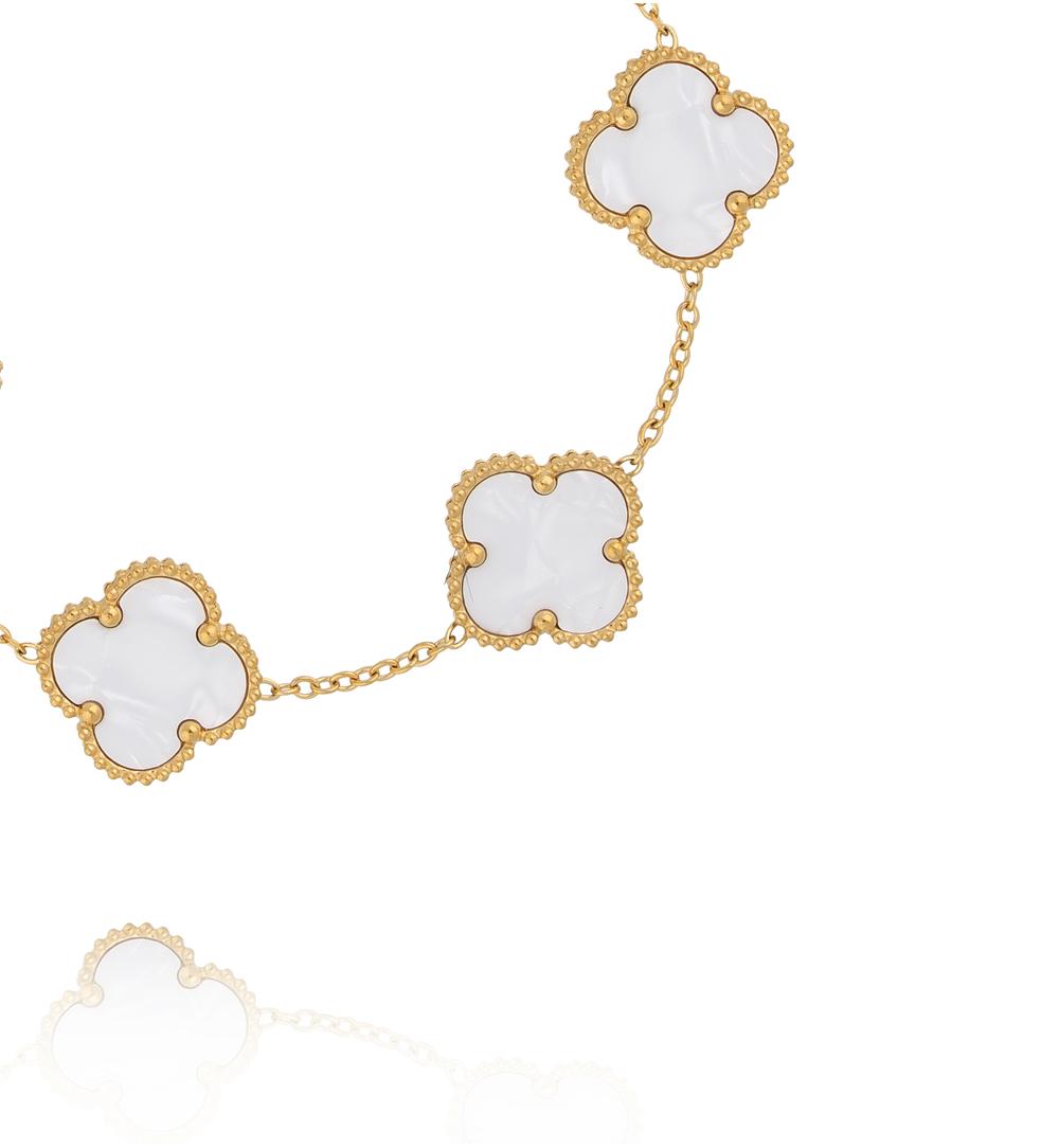 Bransoletka złota z koniczynkami z masy perłowej BSY0561