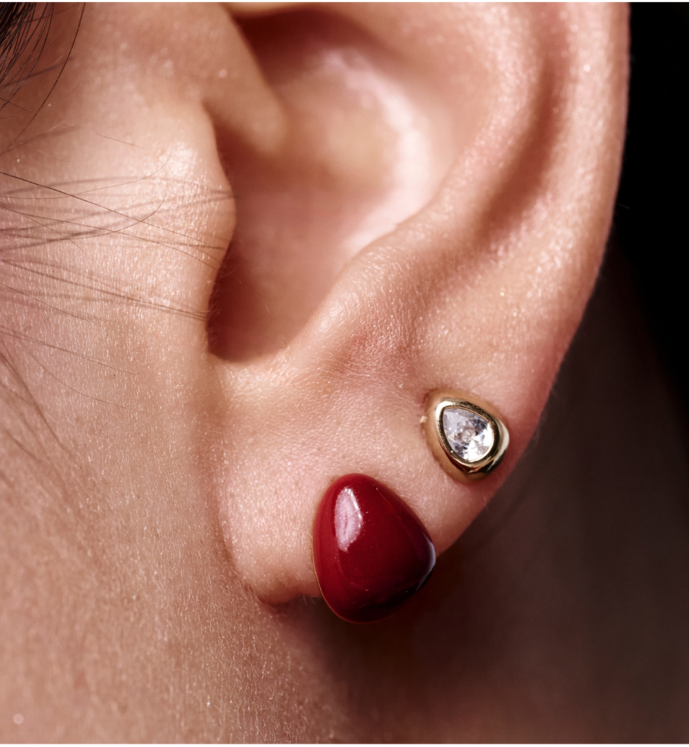 Zestaw kolczyków bordowo kryształowych KMB0047