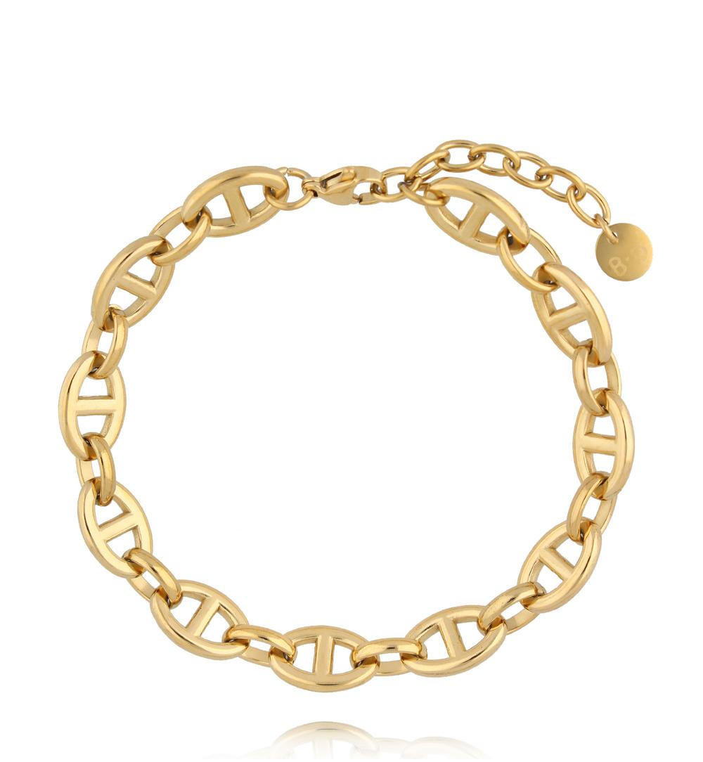 Zestaw złotych bransoletek z emalią w odcieniu pudrowego różu ZN0146