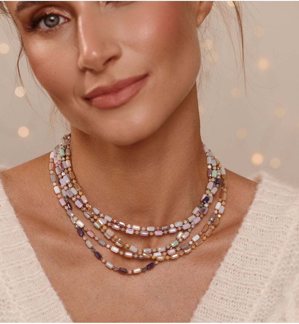 Naszyjnik w beżowo-karmelowych odcieniach NTW1551