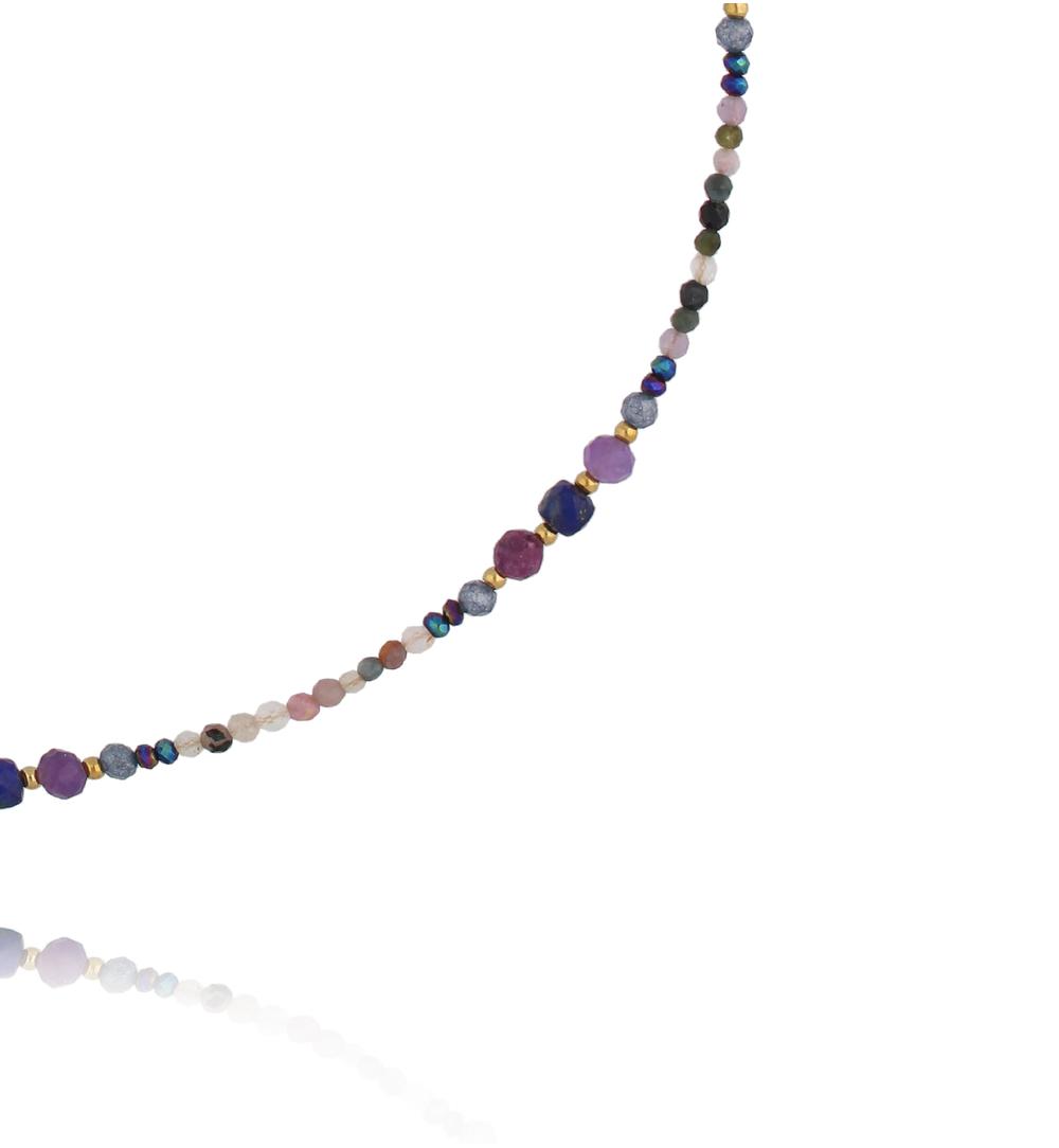 Naszyjnik z turmalinu, rubinu, ametystu, lapisu i niebieskiego cyrkonu NTW1575