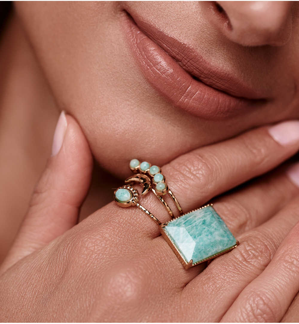 Pierścionek etniczny z amazonitem PEA0015