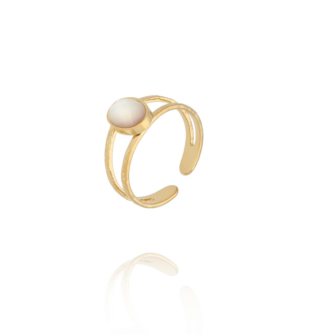 Zestaw złotych pierścionków z perłowym akcentem ZN0021